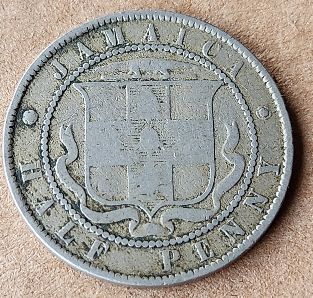 •1885•BRITISH JAMAICA•HALF PENNY•