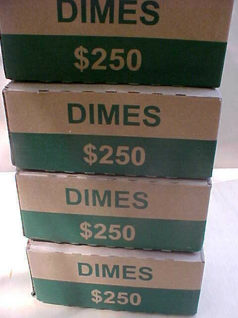 4 Empty $250 DIME BOXES -  For Storing Coins