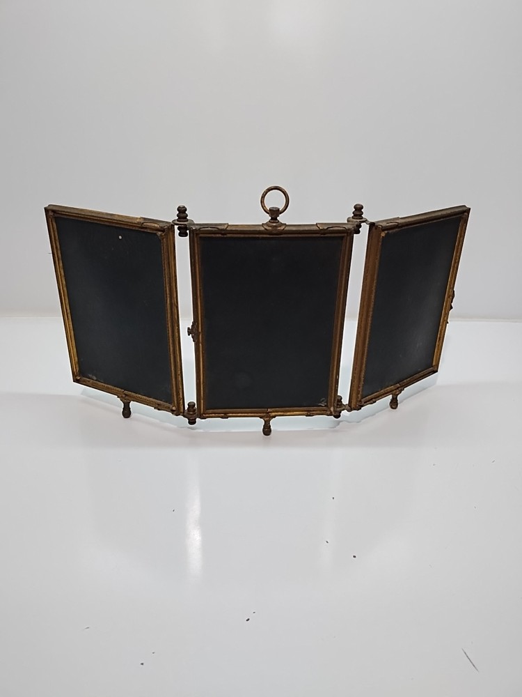 vitage brass triptych folding mirror