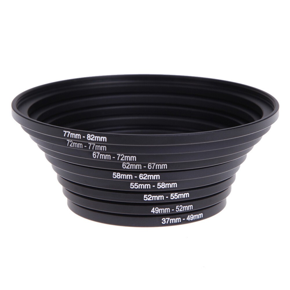 18pcs Camera Lens Filter Adapter Kit 9pcs Step Up Ring & 9pcs Step Down Set