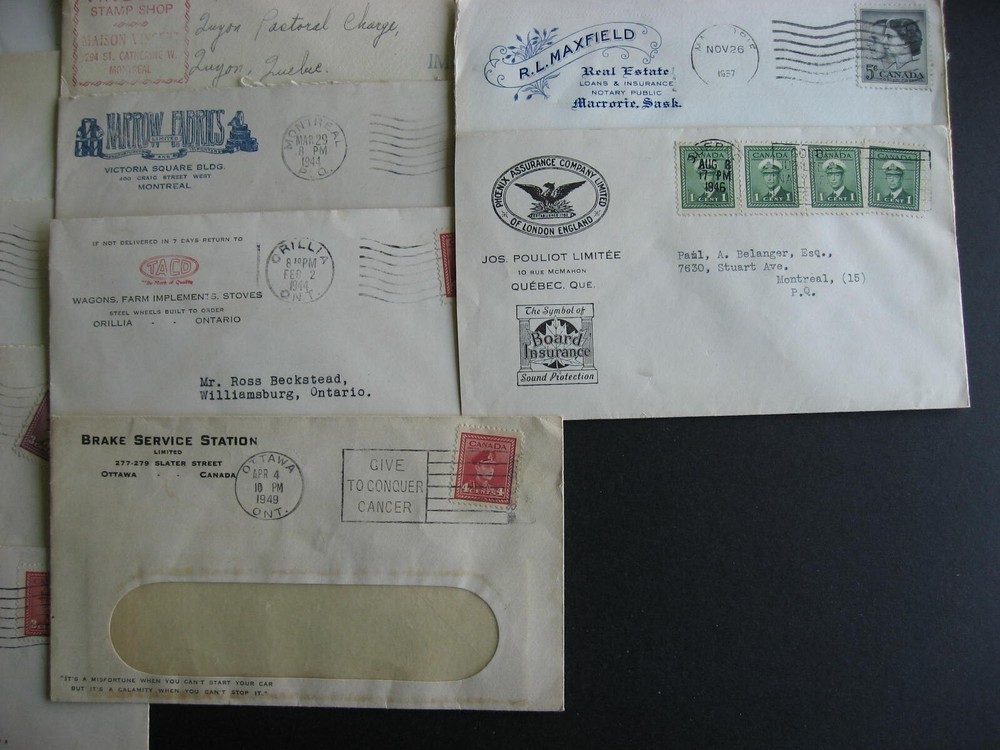 Canada 27 advertising covers, duplicates, mixed condition, check them out!