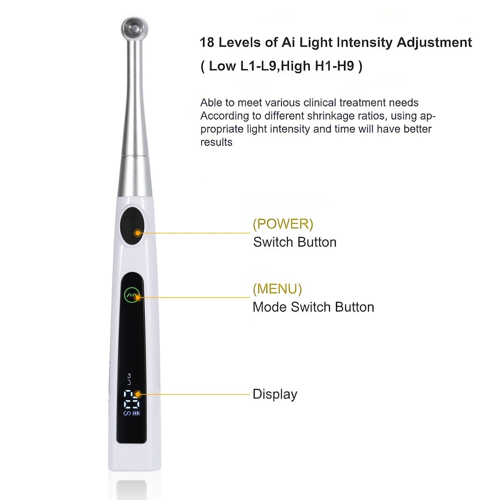 Dental Wireless AI LED Curing Light Lamp 1 Second Curing 4 Modes USA