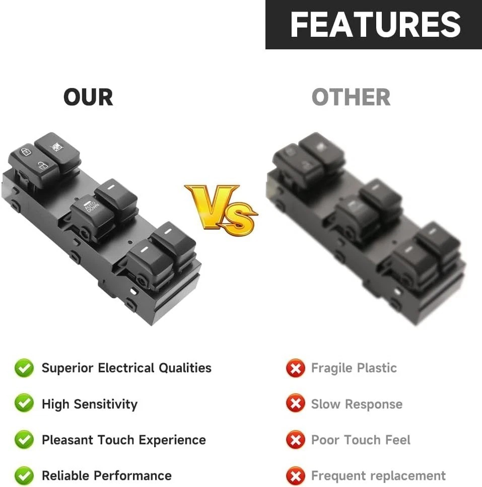 Front Left Driver Side Master Power Window Switch - Compatible for Kia