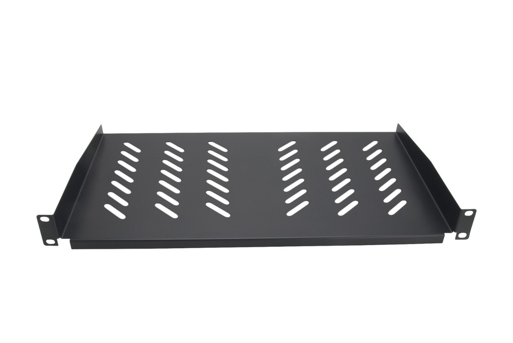 2-Pack - 1U 19” Server Shelf Vented Rack Mounts 10” Deep Tray Storage Set Black