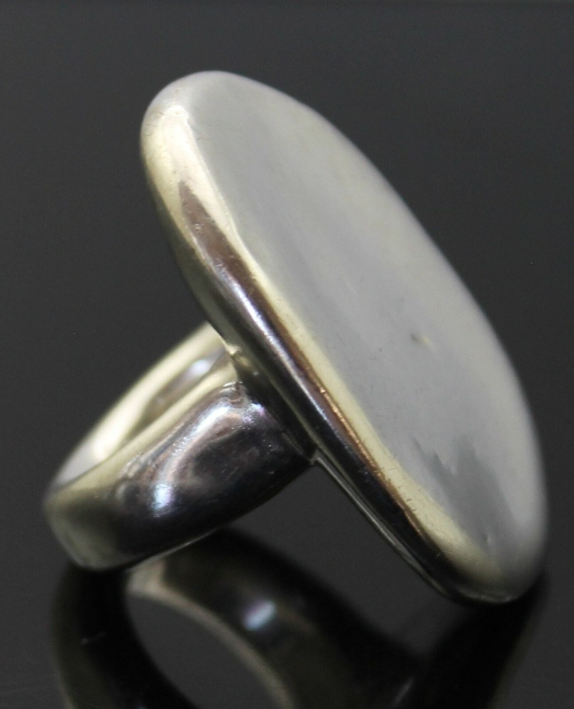 SPLENDID HIGHLY POLISHED MODERNIST PUFFED STERLING SILVER ELONGATED RING 8