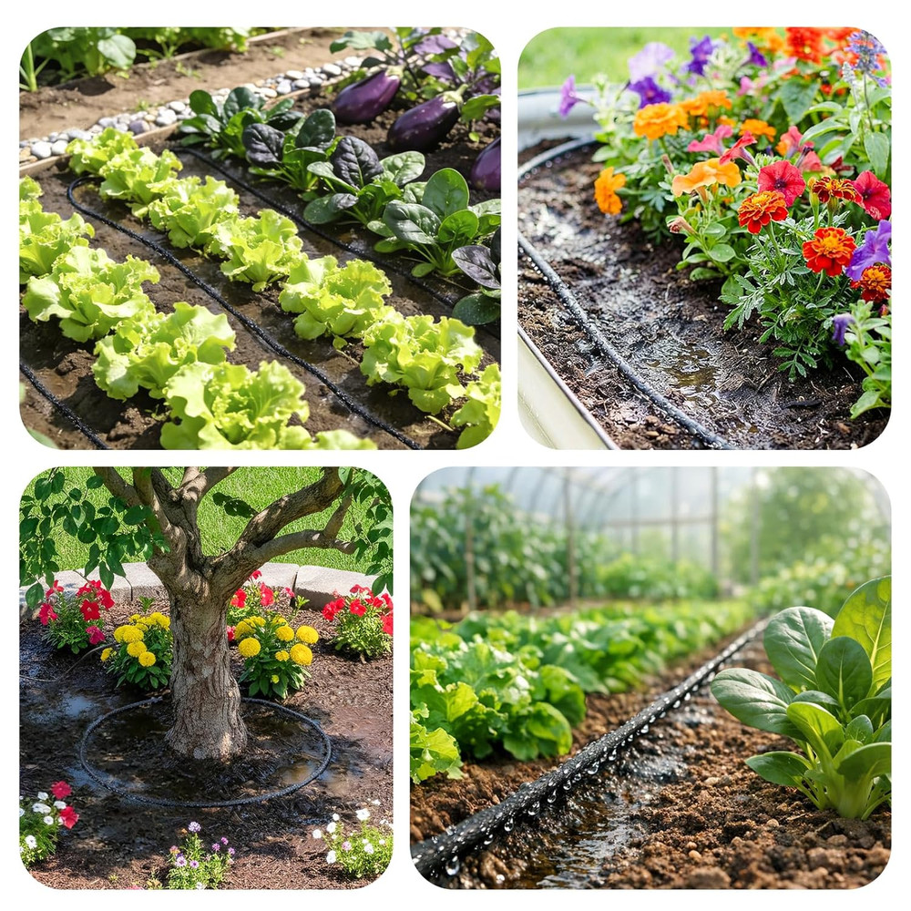 Upgraded 230FT Drip Irrigation System with 1/4" Soaker Hose -Weeping Technology
