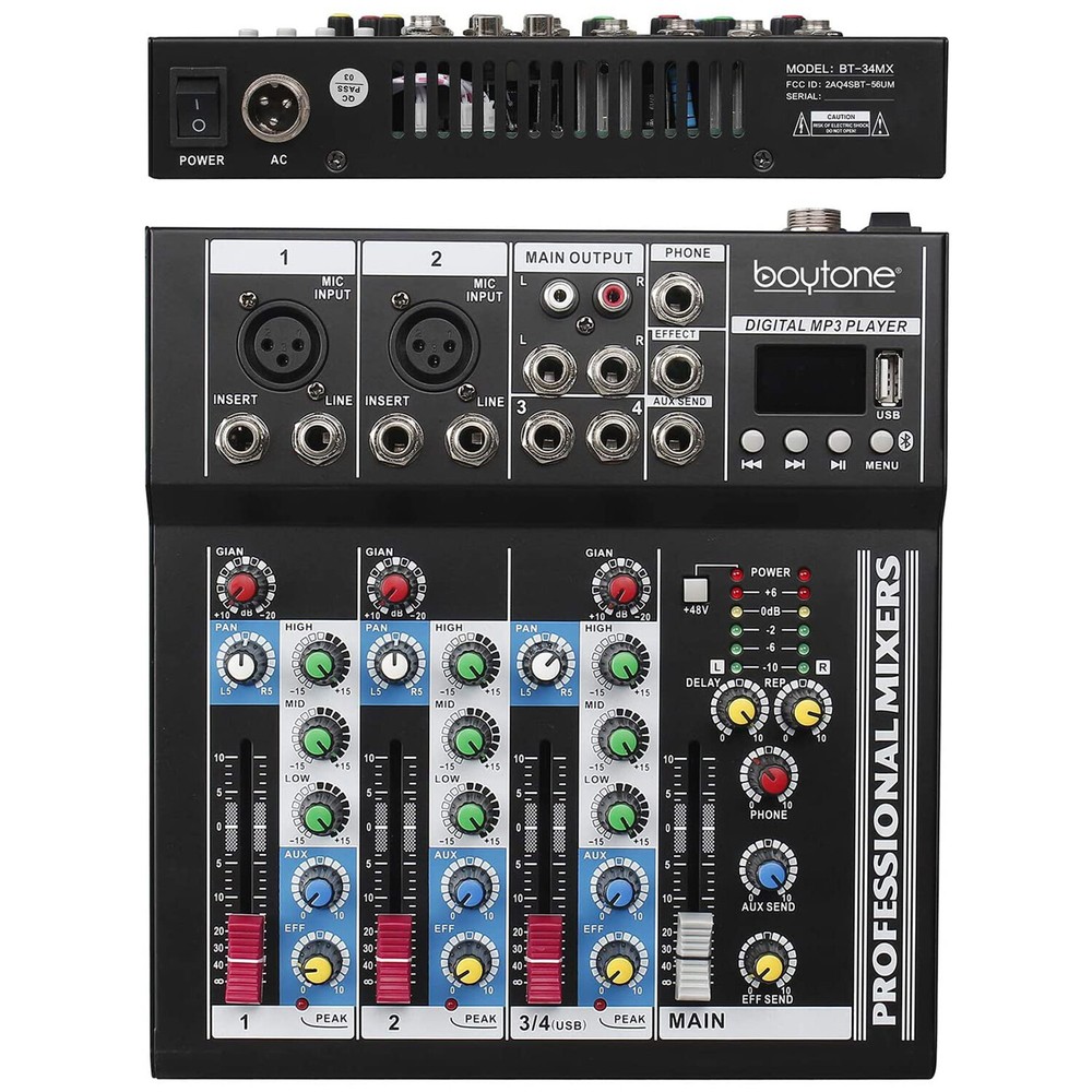 Professional Audio Mixer Sound Board Console System Interface 4 Channel Digital