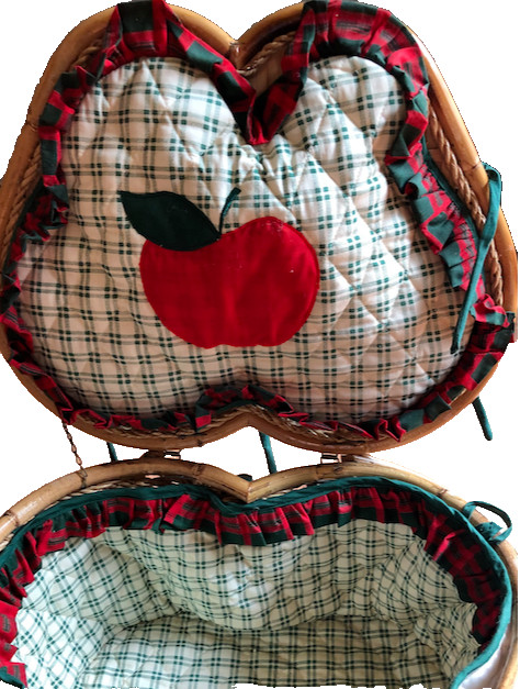 Picnic Basket Apple Shaped Large Padded Inside