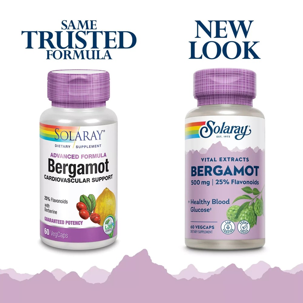 Solaray Advanced Formula Bergamot Cardiovascular Support | 60 Vegcaps, 30 Serv.
