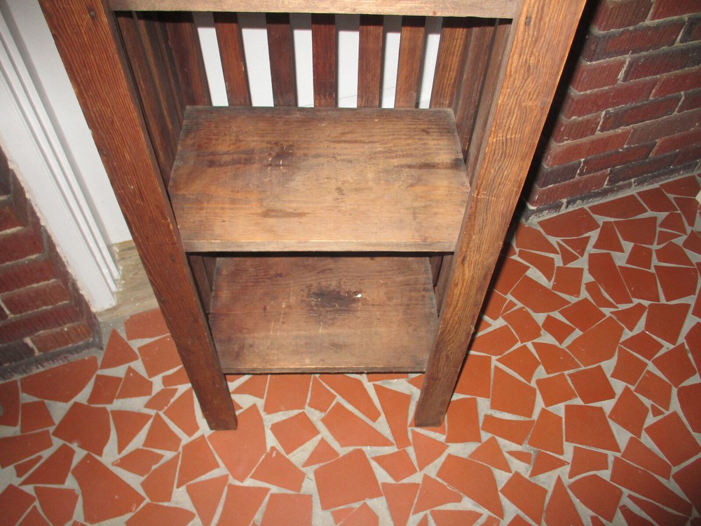 ANTIQUE Arts & Craft Mission Solid Oak Bookcase / Etagere 60" tall