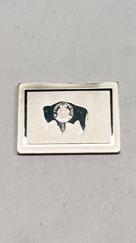Wyoming State Sterling Silver Rectangle Buffalo Design 4.1