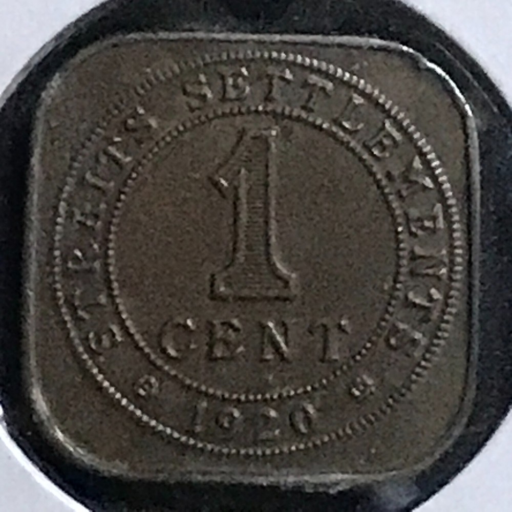 Straits Settlements Cent KM 32 Brn Unc 1920 1 Yr. Type