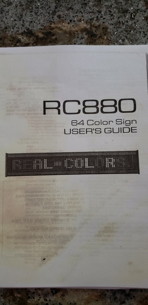 RC880 Scrolling Color Sign User's Guide Owner's Manual