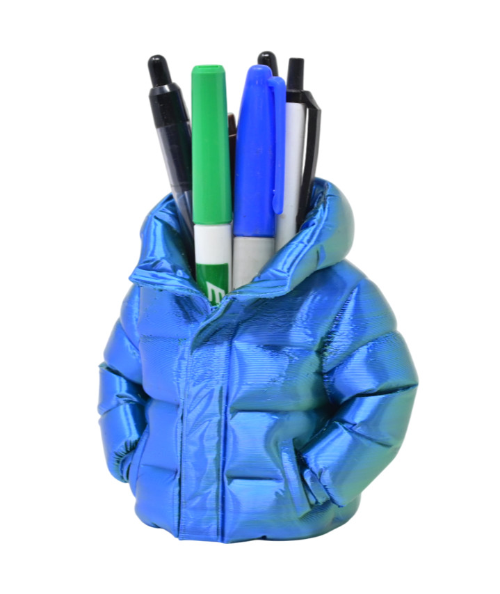 Puffer Jacket Pen/Pencil Holder 4.25" 3D Printed