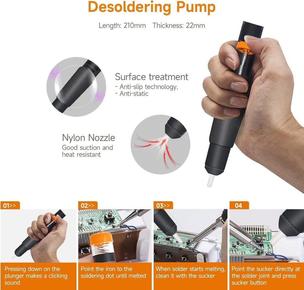 Durable Soldering Iron Set with Adjustable Temperature and Cleaning Tools