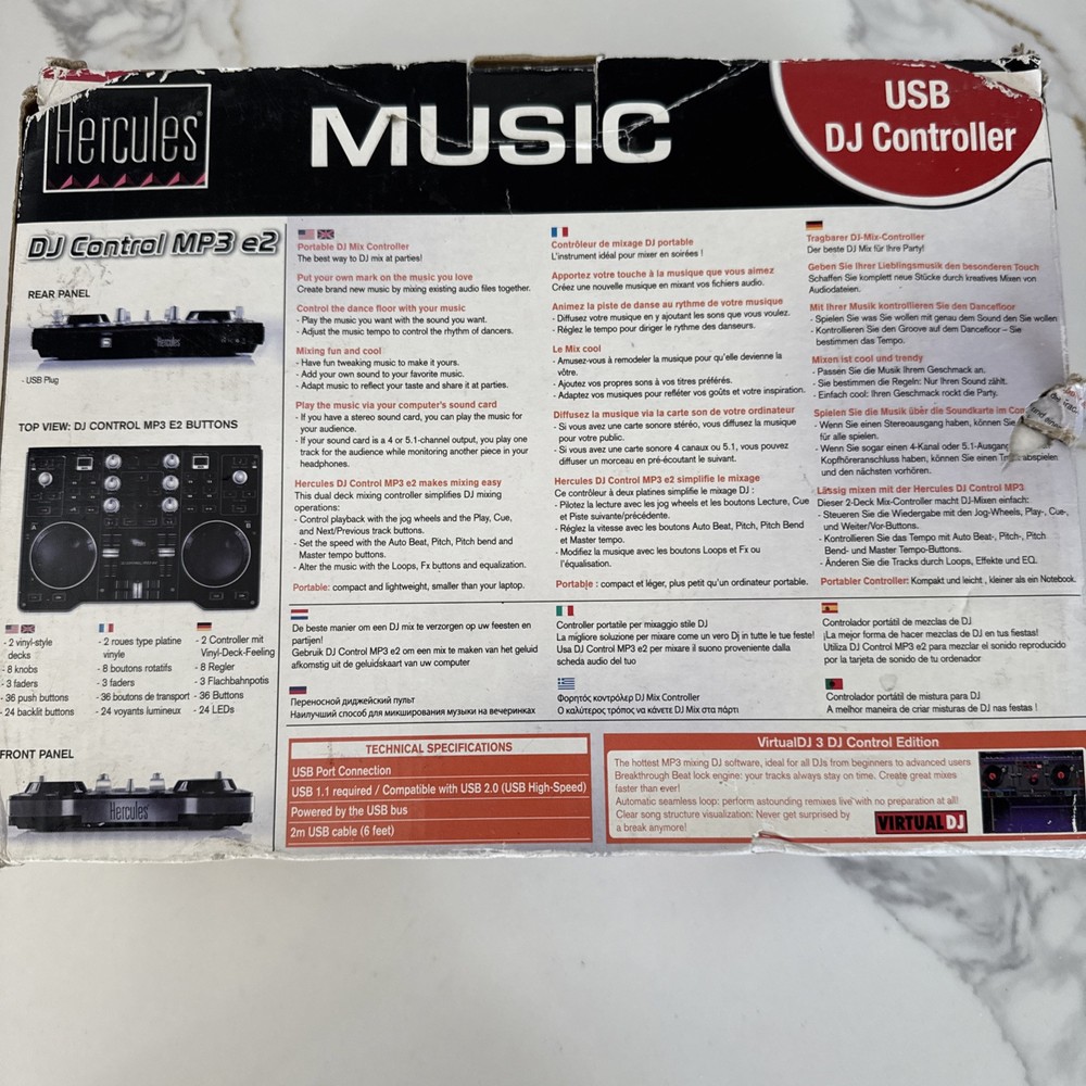 Hercules DJ Control MP3 E2 DJ USB Powered Controller New Never Used
