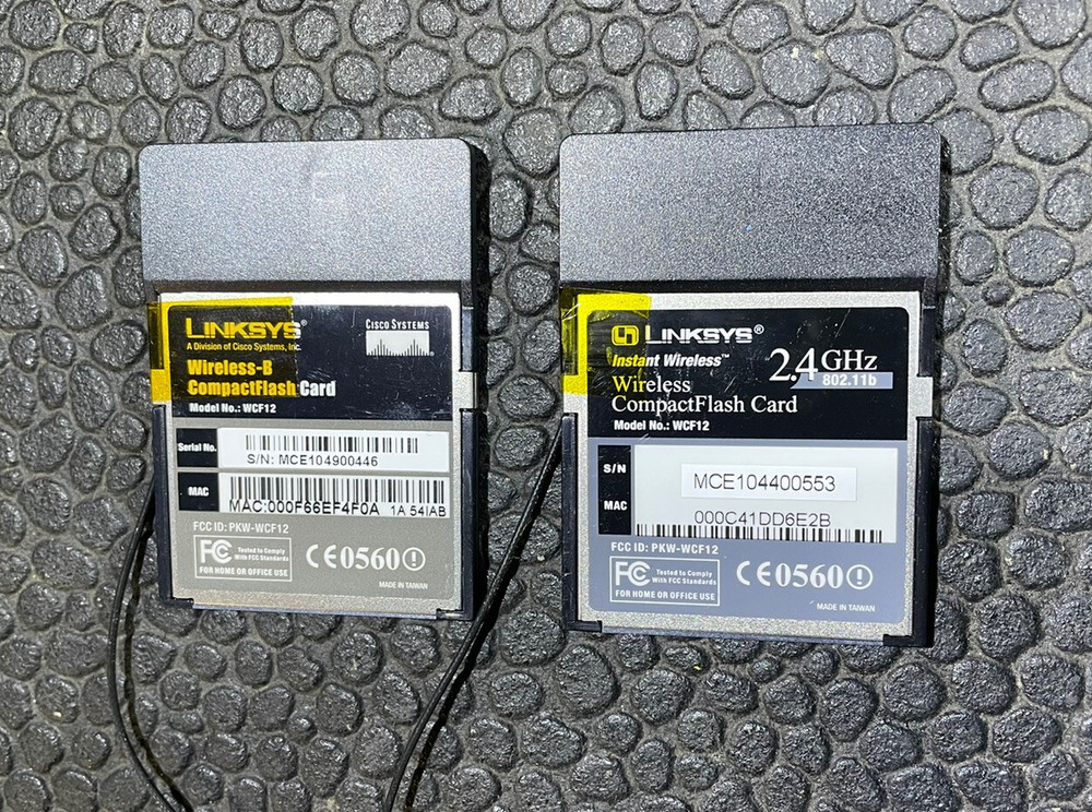 (2) Cisco Linksys Wireless-B Network CF Card WCF12 Compact Flash