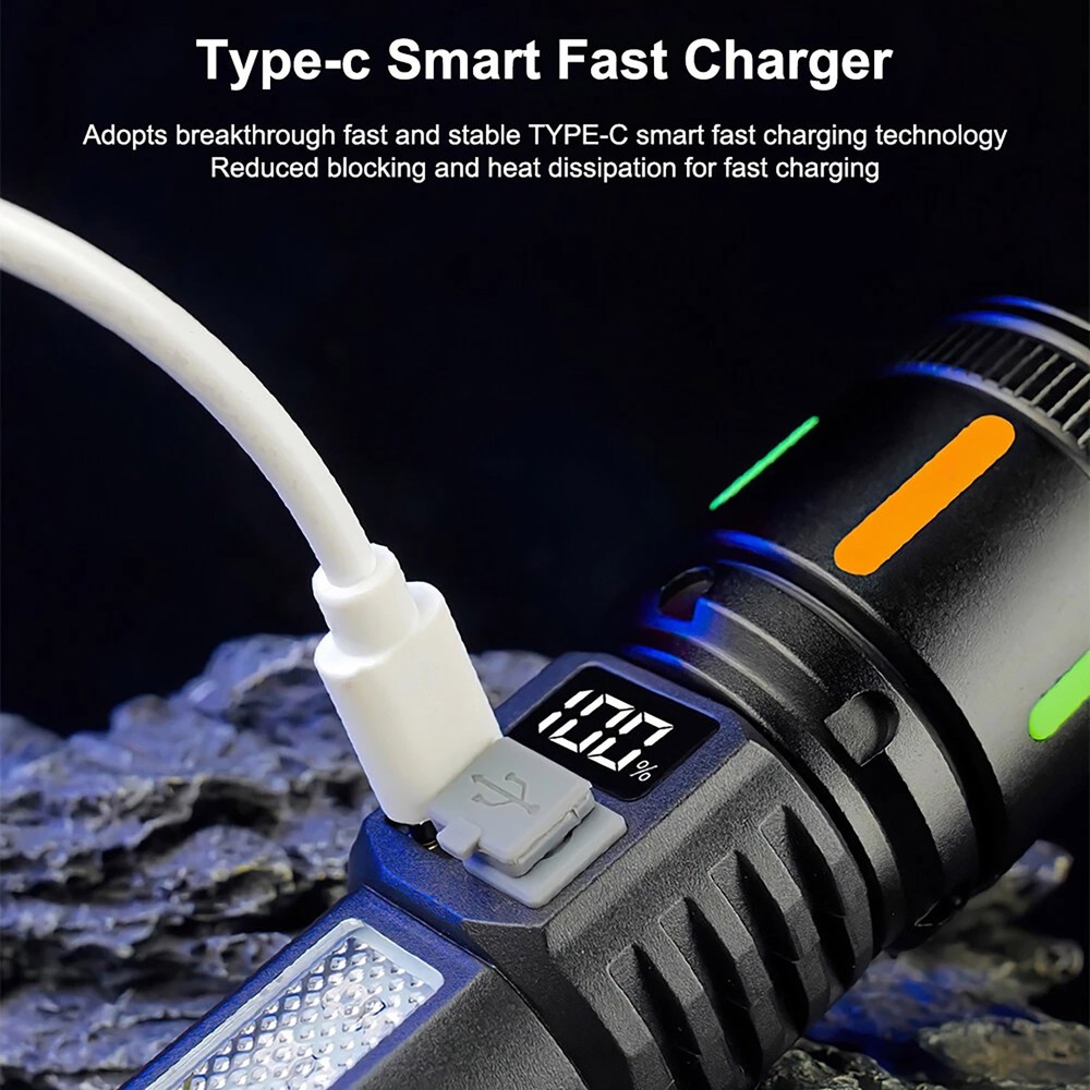3000 Lumens LED Flashlight Rechargeable with 5 Modes Adjustable Head Portable