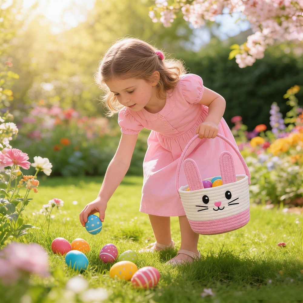 Easter Baskets for Kids, Easter Basket, Easter Bunny Baskets with Handle for ...