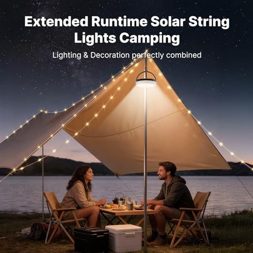 OGERY Solar Camping String Lights, 5400mAh Battery, 49.2FT, 11 Modes
