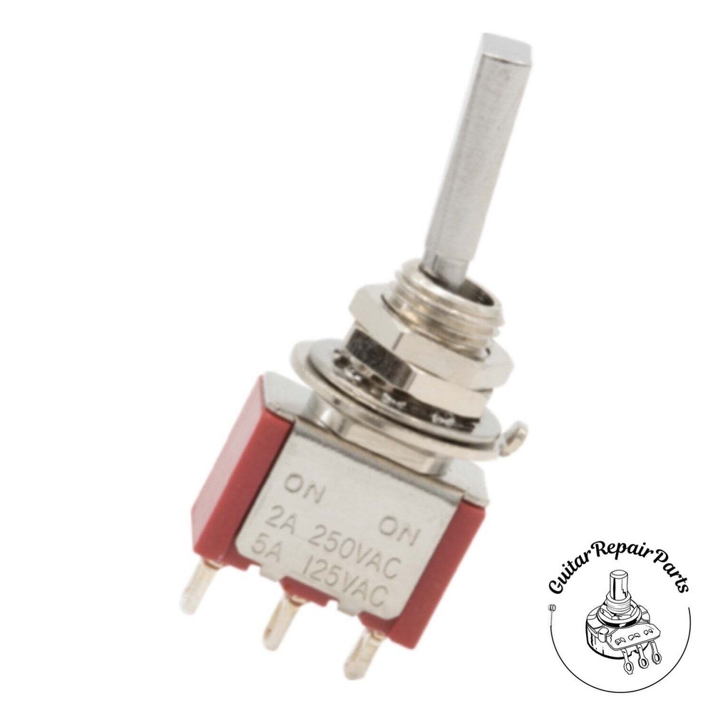 Carling SPDT On-On 2 Position Mini Toggle Switch w. Flat Bat - Chrome