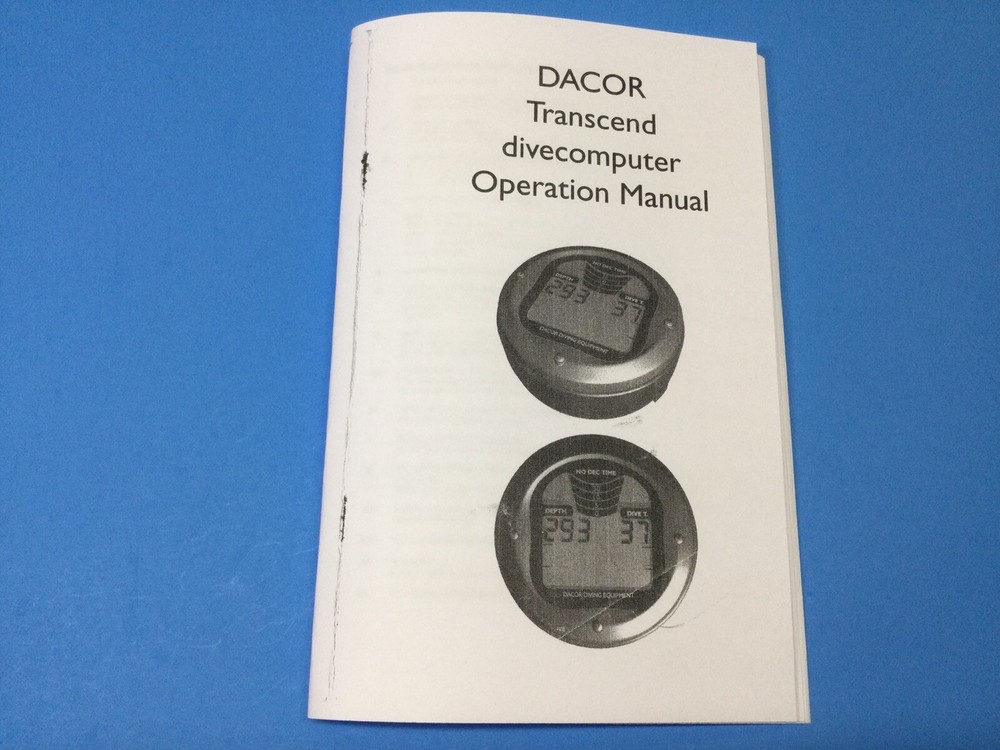 MANUAL ONLY Dacor Transcend SCUBA Dive Computer Book Instructions