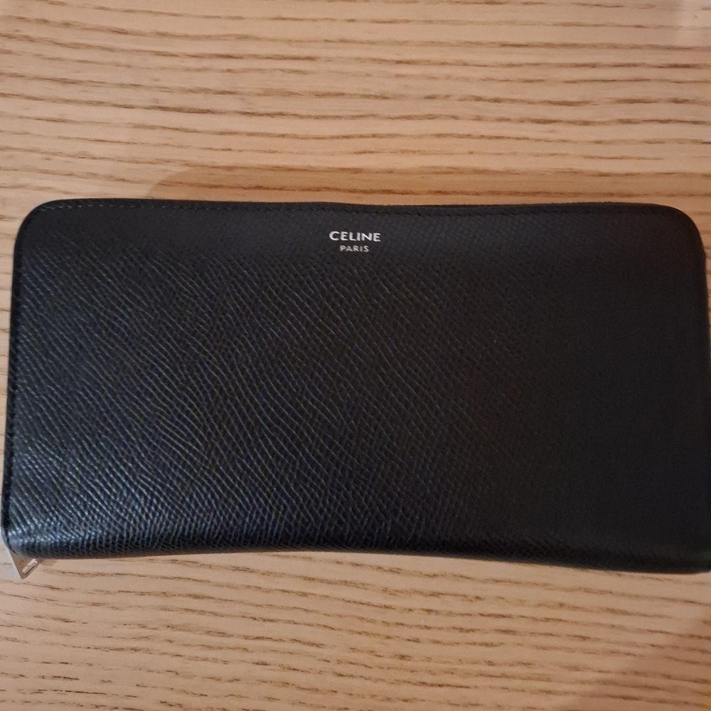 CELINE Black Leather Long Wallet From Japan