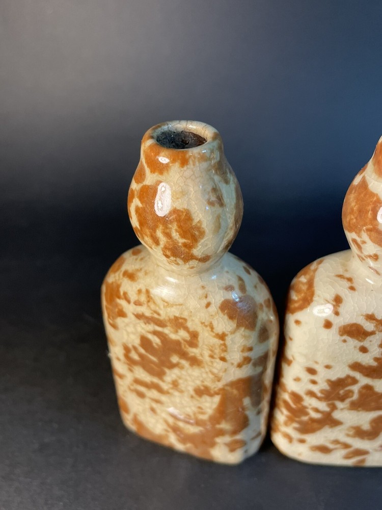 Mohawk Rock & Rye Stoneware Bottles, orig label On One -empty - Crazing