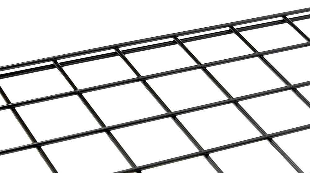 Gridwall Panel Display 2' x 6' Wire Grid Wall Black 2 Legs Standing Screen Metal