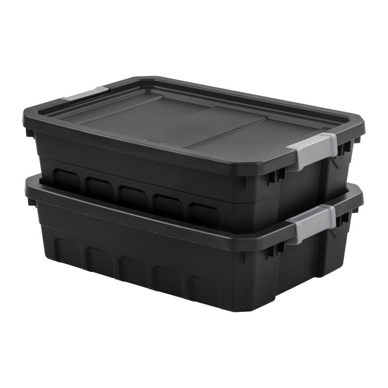 10 Gallon Stackable Storage Bins W/ Latch Lid Durable Plastic Tote 6 Count Box