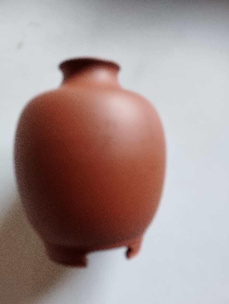 Reddish-brown ceramic sake bottle and 4-piece choko set