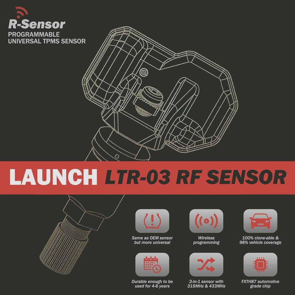 LAUNCH 10pc LTR-03 TPMS Sensor Tire Pressure Monitor System Programmable TSensor