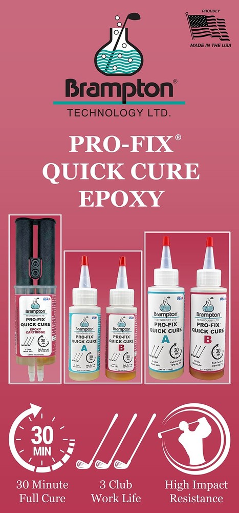 Brampton PRO-FIX Quick Cure Golf Epoxy - 30 Minute Golf Club Repair - Golf E...
