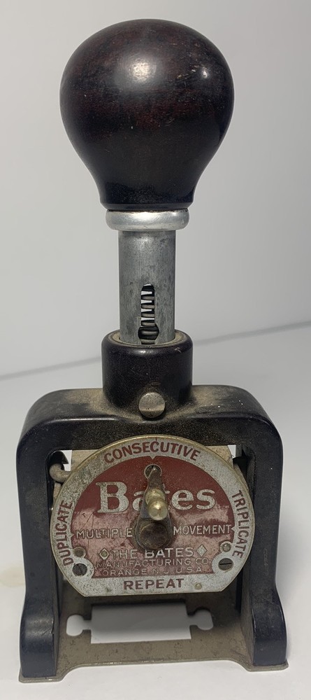 Vintage Bates Numbering Machine Vintage 6 Wheel 4 Movement - Untested! - Read!