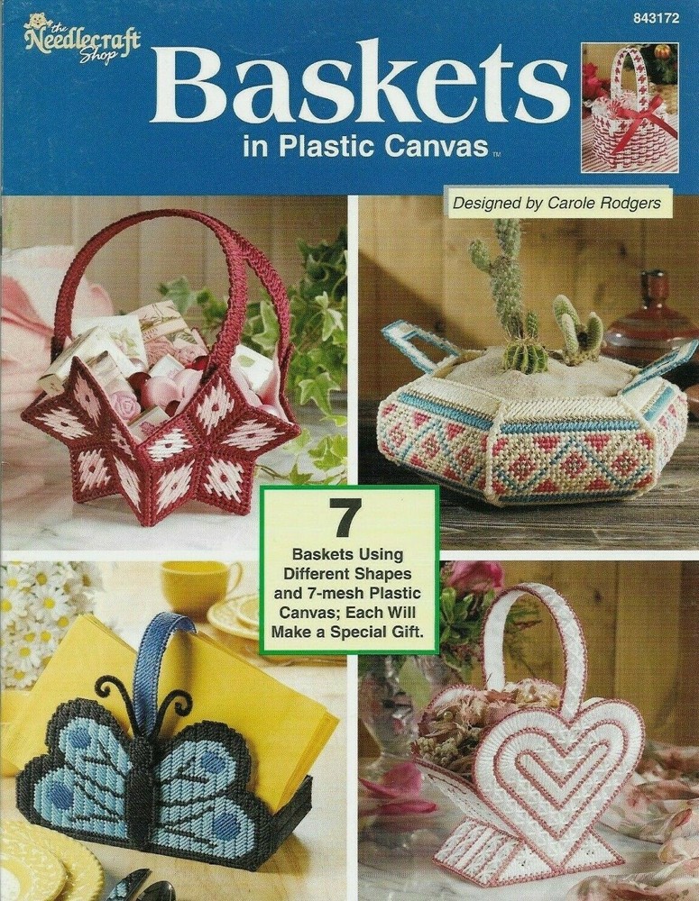 USED BASKETS SEWING CANDY BUTTERFLY 7 DESIGNS PLASTIC CANVAS PATTERN BOOK