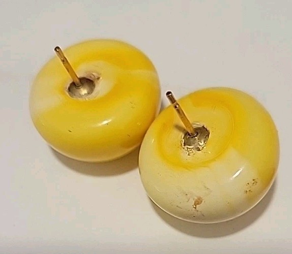 Vintage Yellow Bubble Plastic Pierced Earrings