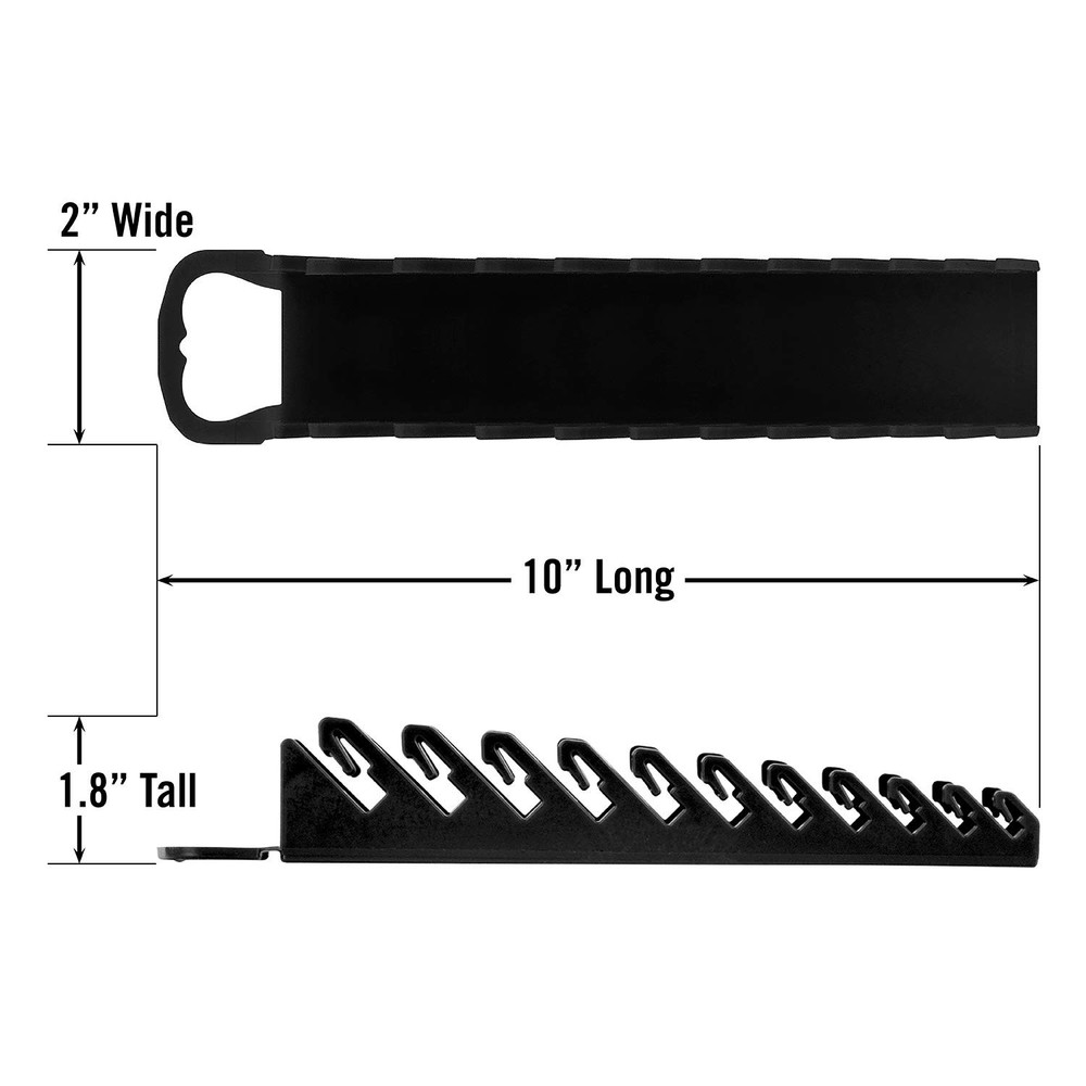 Gripper Stubby Wrench Organizer, 11 Tool, Black