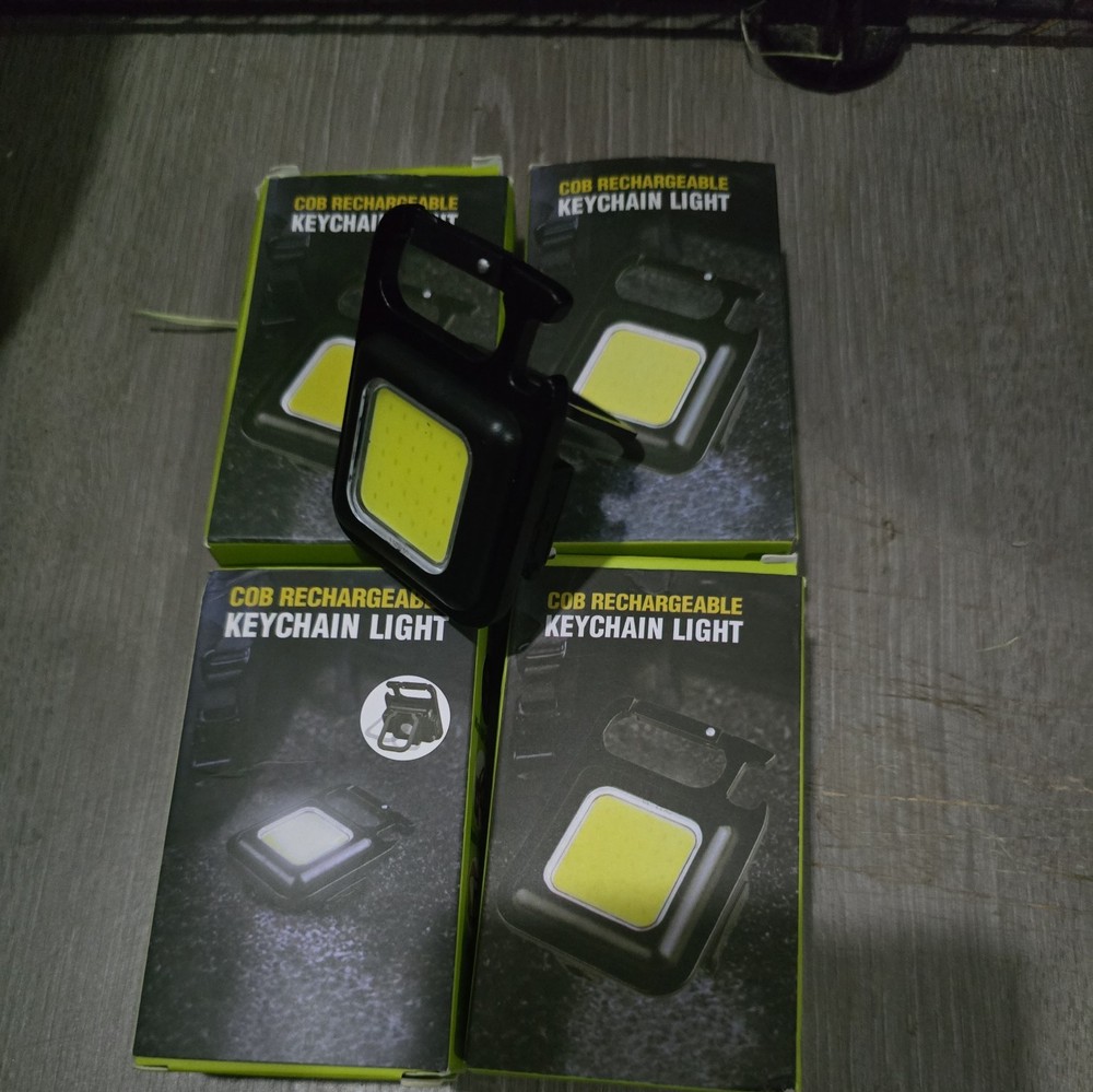 4pk Rechargeable COB Keychain Flashlight 800LM Magnetic Work Light