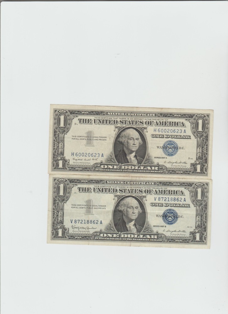 2 1957-A-B  Silver Certificates(circulated))