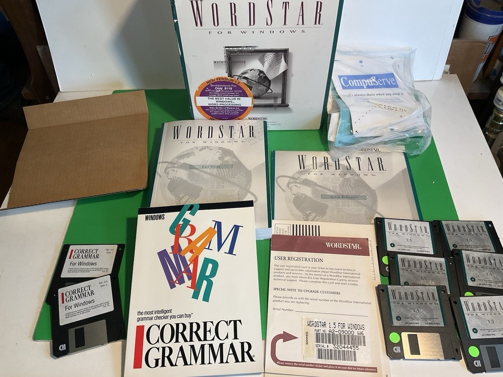 Vintage WordStar for Windows 1.5 Software 3.5" Disk Manual + Correct Grammar