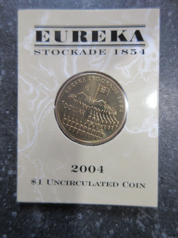 2004 Australia Commemorative Dollar in Folder EUREKA Stockade 1854 E Mintmark