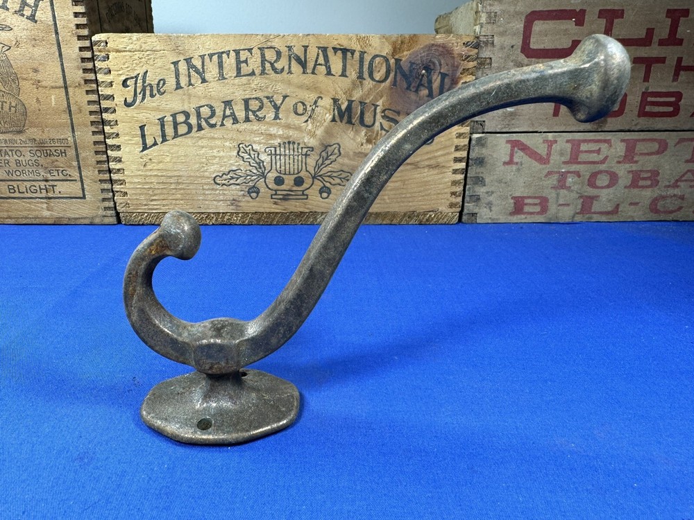 Authentic C.1900 Iron Coat & Hat Hook ~ 5"H & 4.25" Depth ~ Robe, Backpack, Etc.