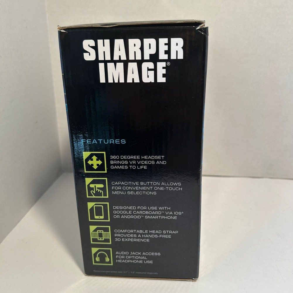 Sharper Image Virtual Reality Headset Smartphone 360 IOS or Android NEW IN BOX.