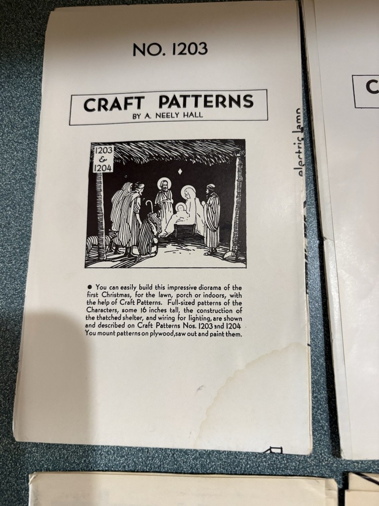 Vtg. 1940's Uncut A. Neely Hall DIY Woodworking Patterns 6 Patterns