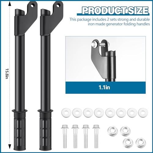 4 Pcs Generator Handle Kit, 15.8 Inch Folding Handles with Assembly Hardware,