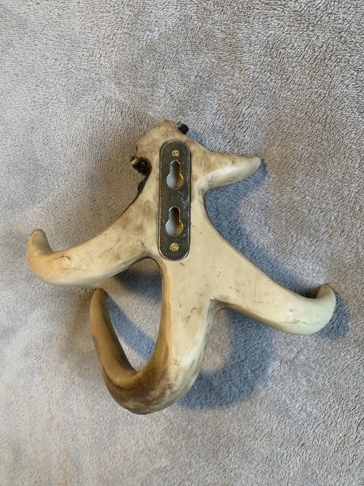 Deer Antler Wall Hook Rack Rustic Lodge Coat Hat Towel Hanger
