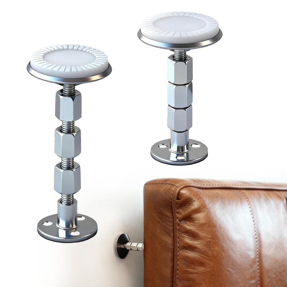 2PCS Adjustable Threaded Bed Frame Anti-Shake Headboard Stoppers w/ Wall Protect