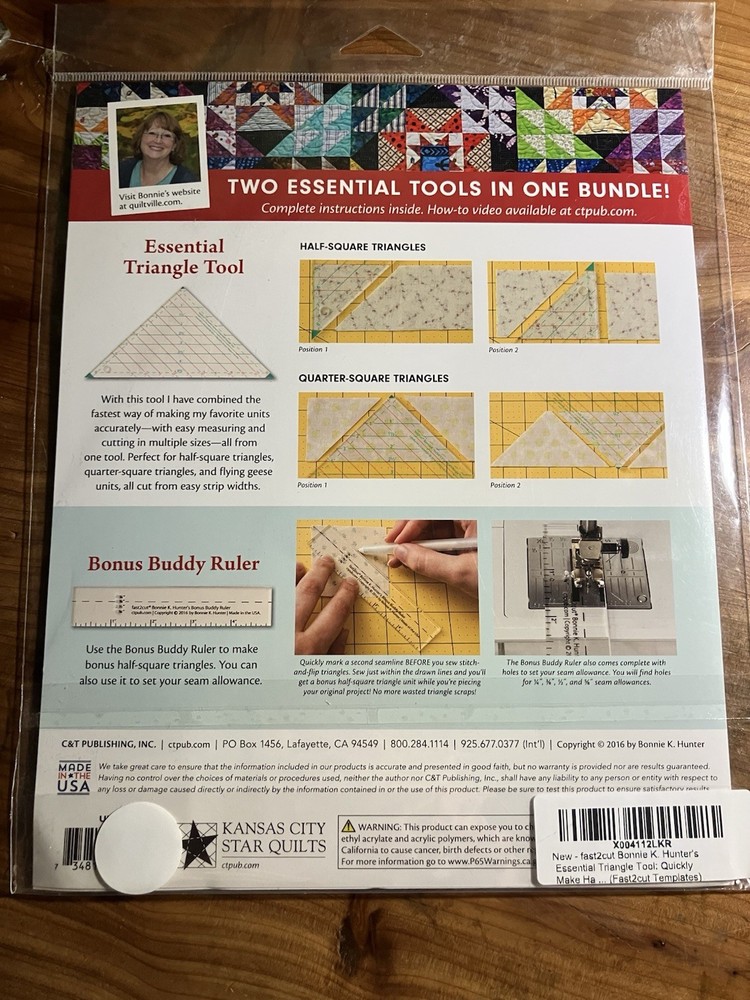 fast2cut Bonnie K. Hunter's Essential Triangle Tool + Buddy Ruler