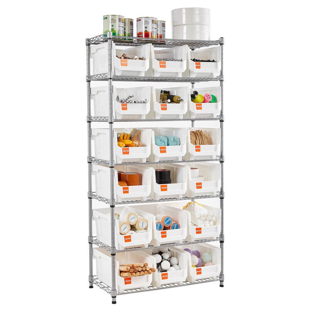 VEVOR Rolling Bin Storage Rack 7-Tier Bin Rack Storage System with 18 Bins