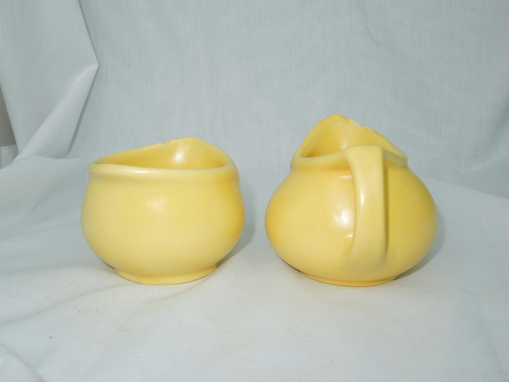 Vintage MCM sugar & 2 Creamers Unmarked pottery